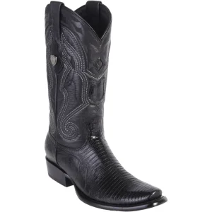 Botas de Armadillo Lizard Original Dubai Punta Cuadrada Color Negro- Wild West Boots
