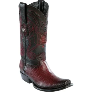 Botas de Armadillo Lizard Original Dubai Punta Cuadrada Color Vino Difuminado - Wild West Boots