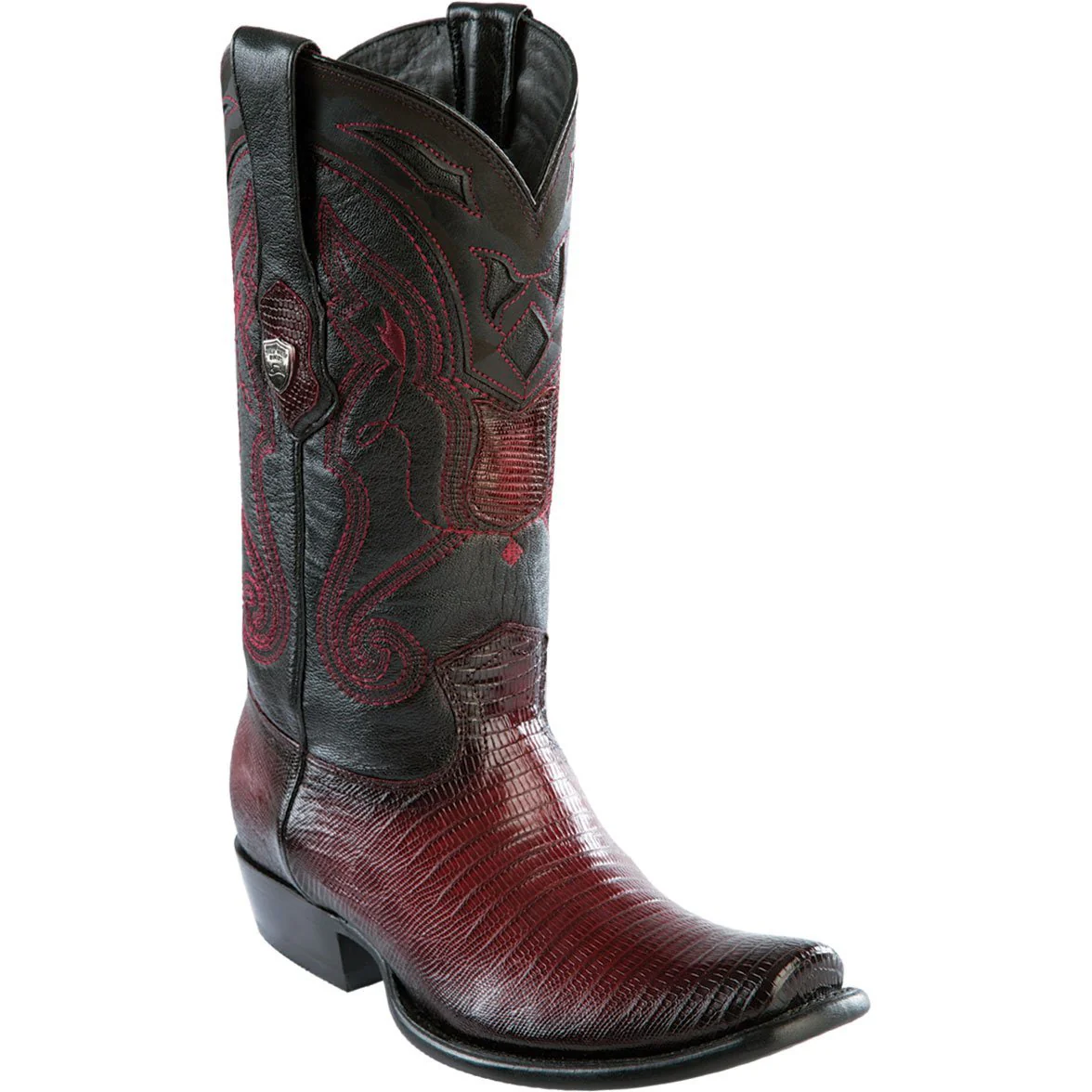 Botas de Armadillo Lizard Original Dubai Punta Cuadrada Color Vino Difuminado - Wild West Boots - Imagen 2