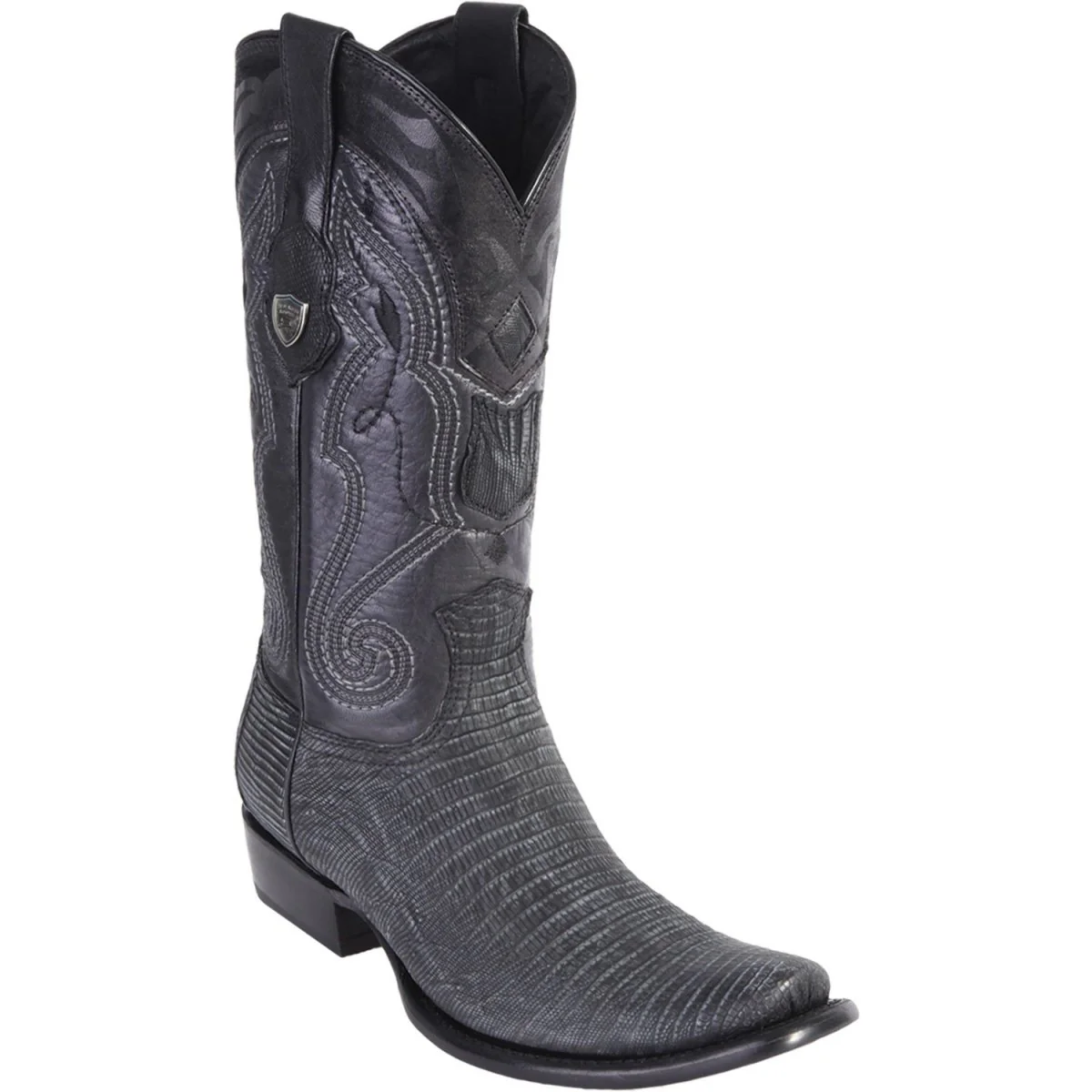 Botas de Armadillo Lizard Original Dubai Punta Cuadrada Color Negro Lijado - Wild West Boots - Imagen 5