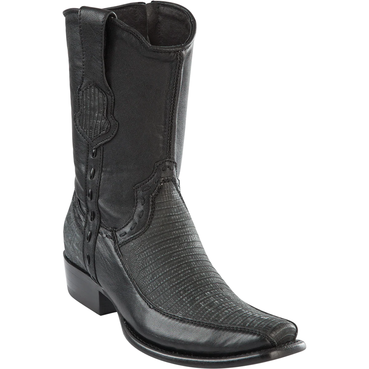 Botas Cortas de Armadillo con Venado Original Punta Dubai Color Negro Lijadoo - Wild West Boots - Imagen 2