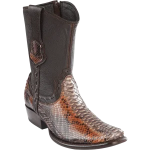 Botas Cortas de Piton Original Punta Dubai Color Cognac Rustico - Wild West Boots