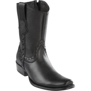 Botas Cortas de Piel Original Punta Dubai Color Negro - Wild West Boots