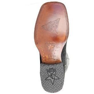 Botas de Mantarraya Original Perla Sencilla Punta Rodeo Cuadrada Ancha Color Negro - Los Altos Boots - Imagen 5