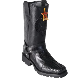 Botas Biker de Piton Original Color Negro - Los Altos Boots