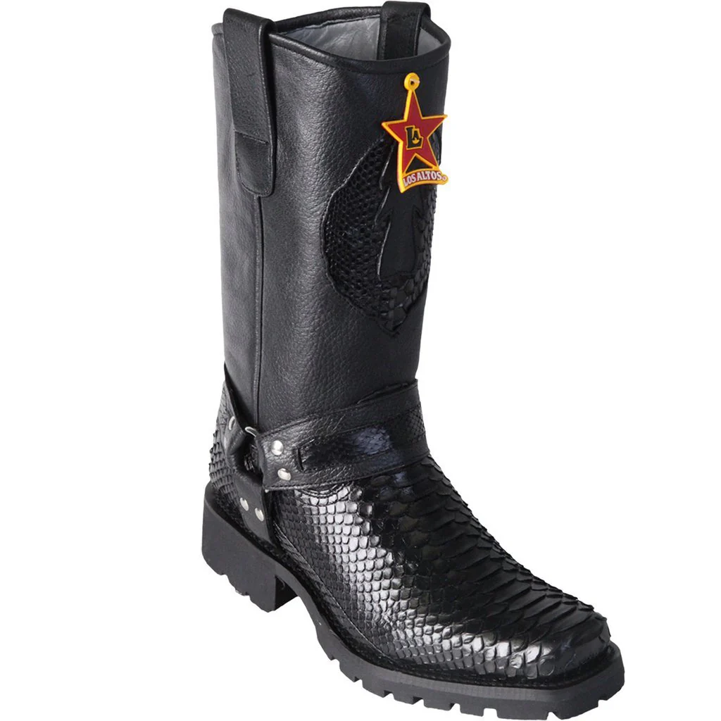 Botas Biker de Piton Original Color Negro - Los Altos Boots