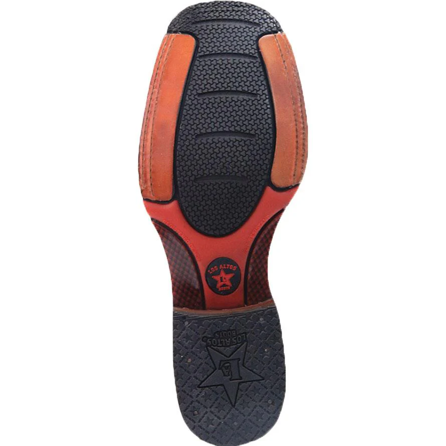 Botas de Piton Original Punta Rodeo Cuadrada Ancha Color Cognac Rustico - Los Altos Boots - Imagen 3