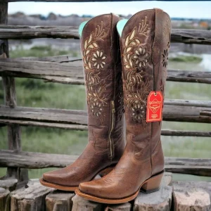 Botas Altas de Cuero Original para Mujer Color Chocolate Q34TL5294