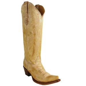 Botas Altas de Piel Original Punta Recortada Para Dama Color Miel - Los Altos Boots