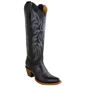 Botas Altas de Piel Original Punta Recortada Para Dama Color Negro - Los Altos Boots