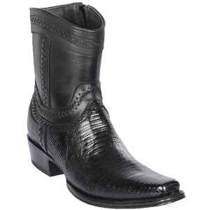 Botas Cortas de Armadillo Teju Original Punta Europea Color Negro - Los Altos Boots