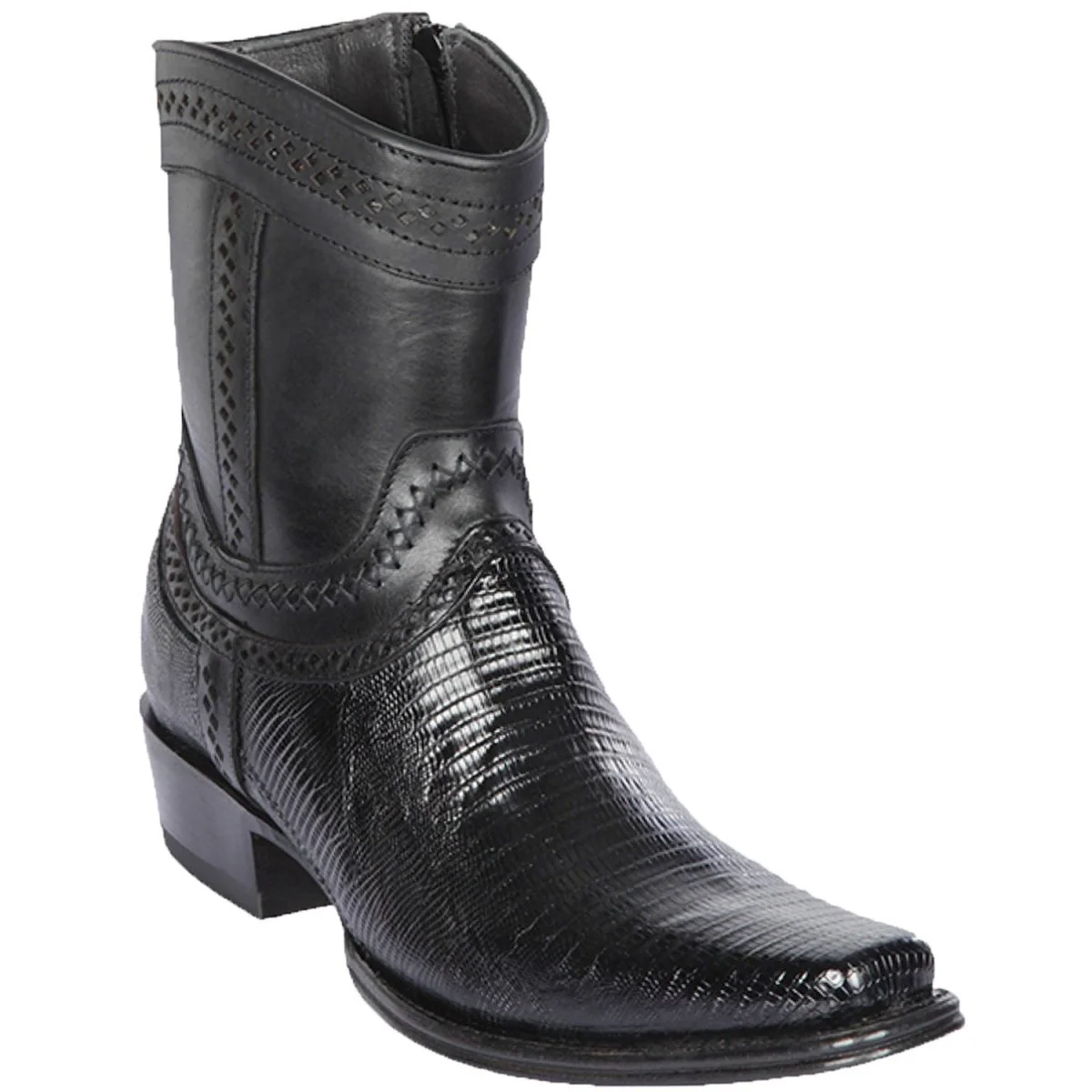 Botas Cortas de Armadillo Teju Original Punta Europea Color Negro - Los Altos Boots