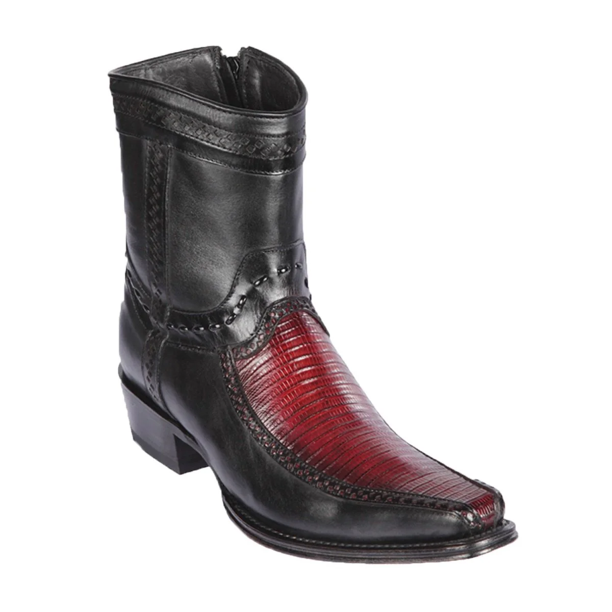 Botas Cortas de Armadillo Teju y Venado Original Punta Europea Color Vino Difuminado - Los Altos Boots