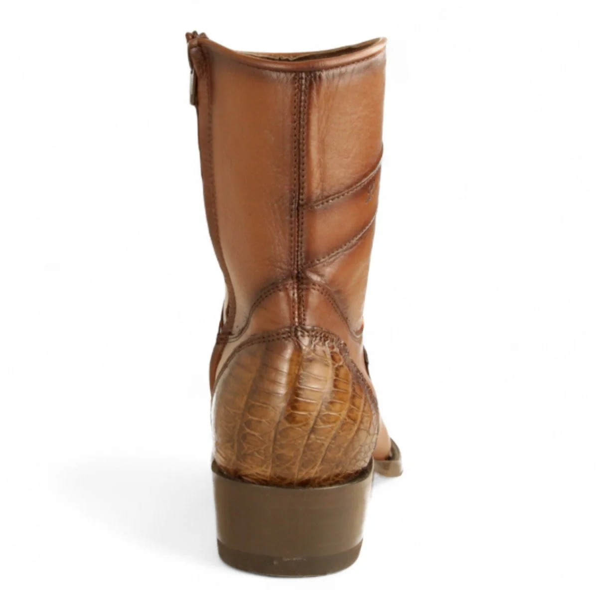 Botas Cortas de Caiman y Piel Original Punta Europea Color Cafe Difuminado - Los Altos Boots - Imagen 6
