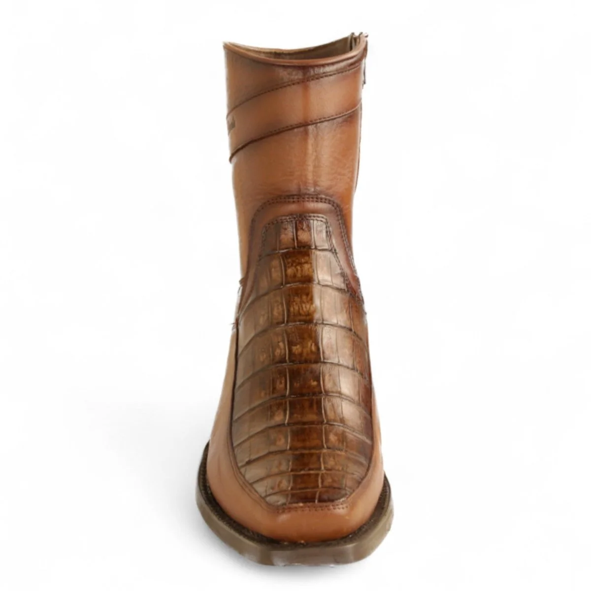 Botas Cortas de Caiman y Piel Original Punta Europea Color Cafe Difuminado - Los Altos Boots - Imagen 5