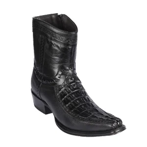 Botas Cortas de Cola de Caiman y Venado Original Punta Europea Color Negro - Los Altos Boots