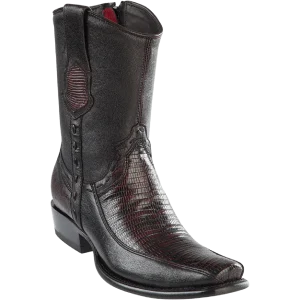 Botas Cortas de Armadillo con Venado Original Punta Dubai Color Negro Rojizo - Wild West Boots