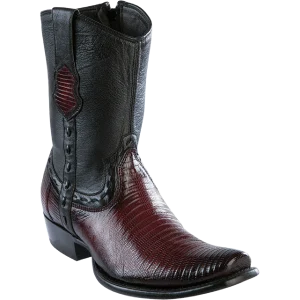 Botas Cortas de Armadillo Original Punta Dubai Cuadrada Color Vino Difuminado - Wild West Boots