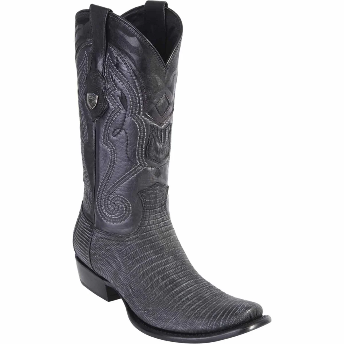 Botas de Armadillo Lizard Original Dubai Punta Cuadrada Color Negro Lijado - Wild West Boots