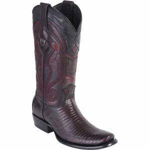 Botas de Armadillo Lizard Original Dubai Punta Cuadrada Color Negro Rojizo - Wild West Boots