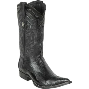 Botas de Pata de Avestruz Original Punta 3X Color Negro - Wild West Boots