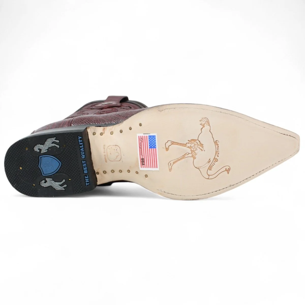 Botas de Pata de Avestruz Original Punta 3X Color Vino - Wild West Boots - Imagen 7