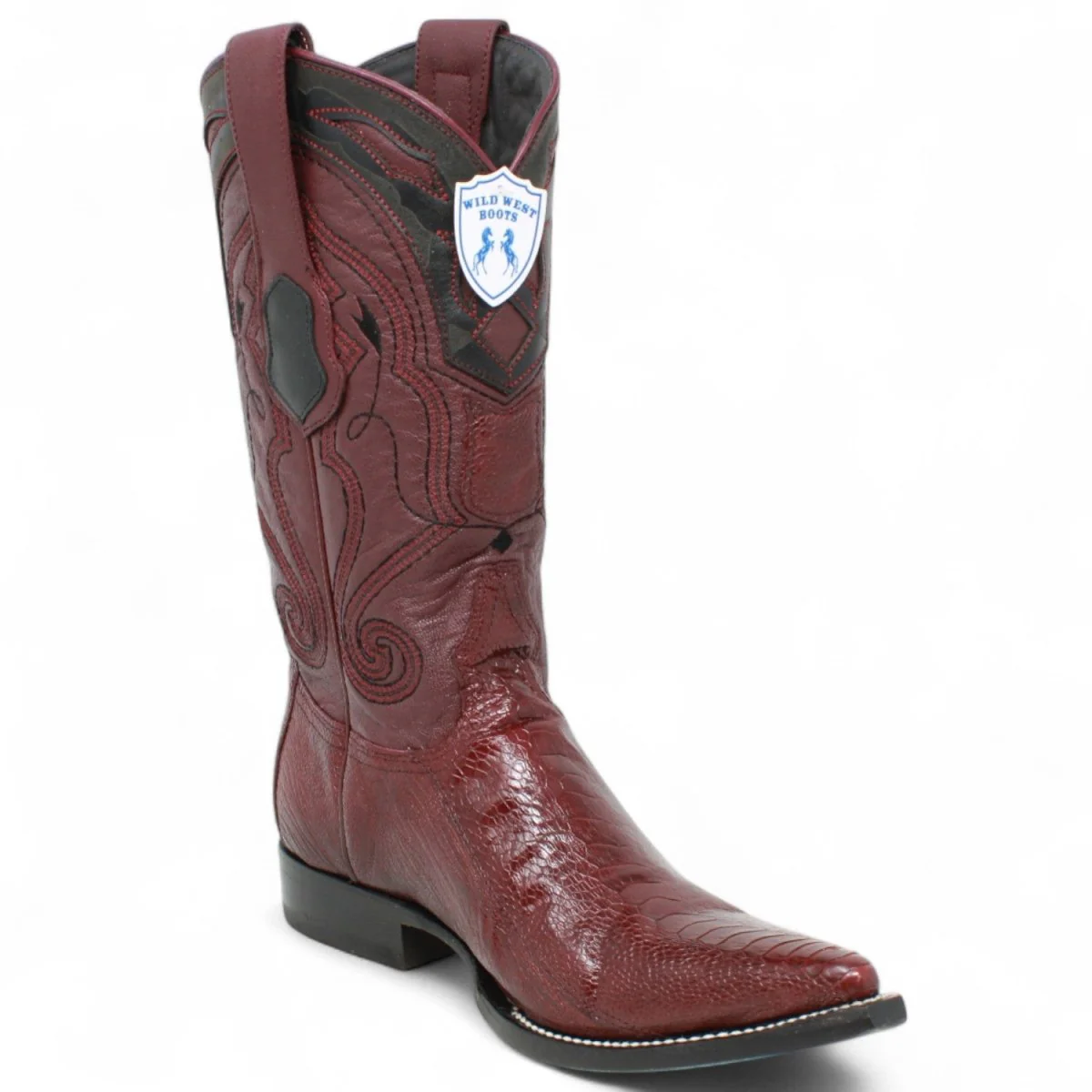 Botas de Pata de Avestruz Original Punta 3X Color Vino - Wild West Boots
