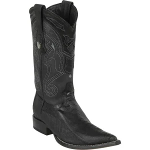Botas de Pata de Avestruz Original Punta 3X Color Negro Acabado Graso - Wild West Boots