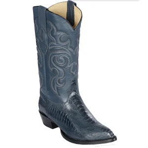 Botas de Avestruz Pata Original Horma Puntal Color Azul Mezclilla - Los Altos Boots
