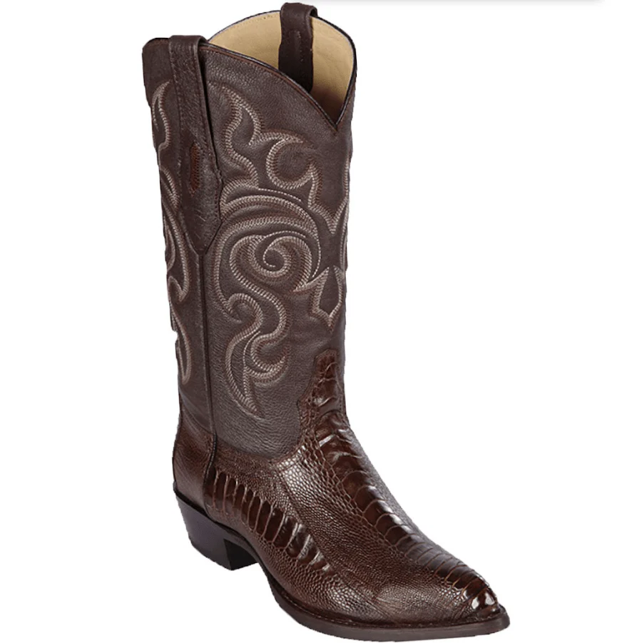 Botas de Avestruz Pata Original Horma Puntal Color Cafe - Los Altos Boots