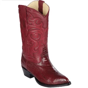 Botas de Avestruz Pata Original Horma Puntal Color Vino - Los Altos Boots