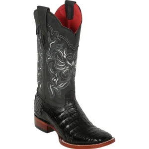 Botas de Caiman Panza Original Punta Cuadrada Para Dama Color Negro - Los Altos Boots