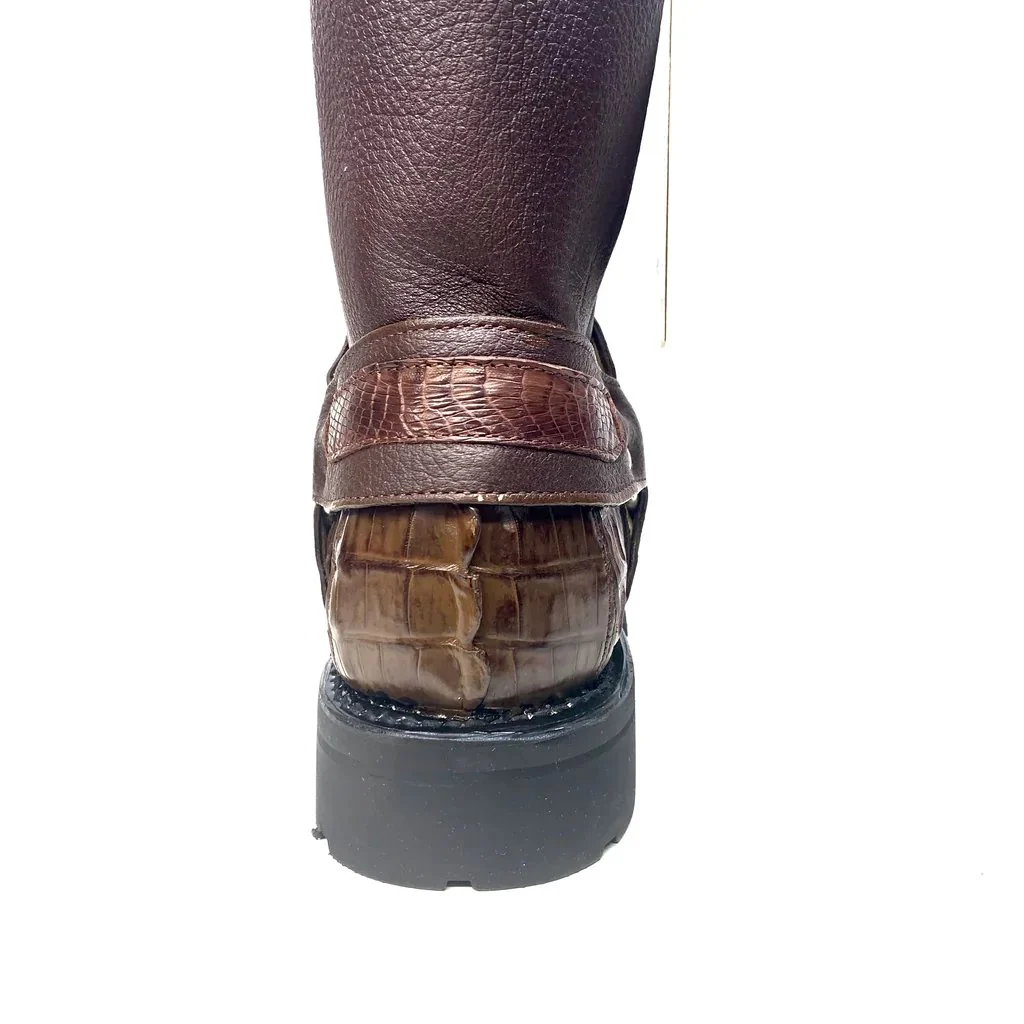 Botas Biker de Cocodrilo Caiman Cola Original Color Cafe - Los Altos Boots - Imagen 4