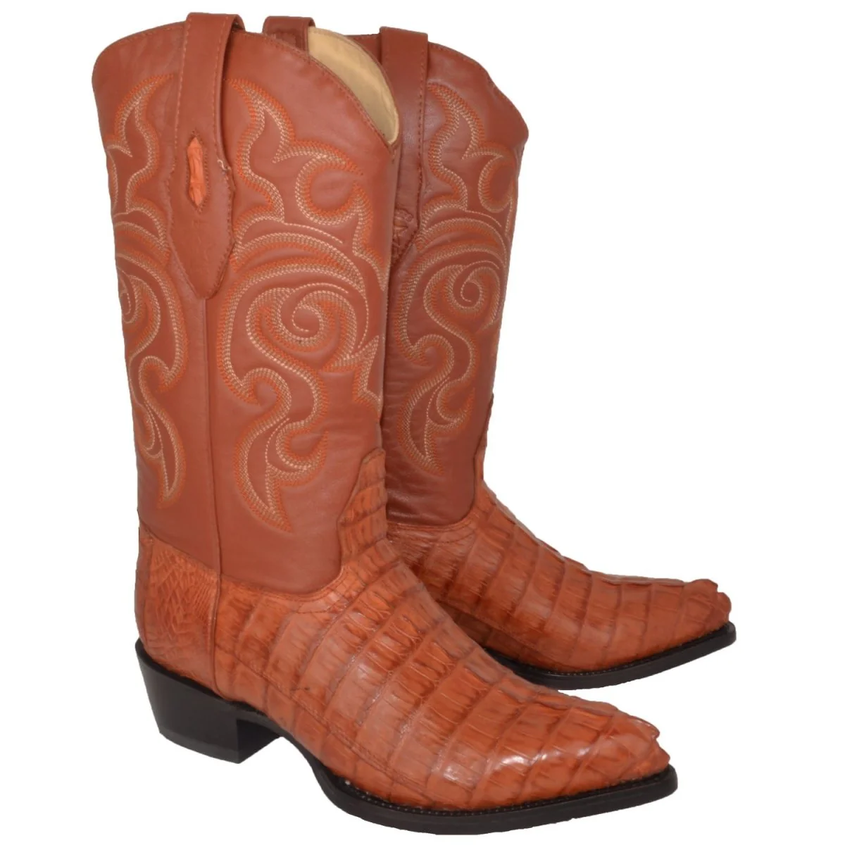 Botas de Piel de Cocodrilo Caiman Cola Horma Puntal Color Cognac - Los Altos Boots - Imagen 9