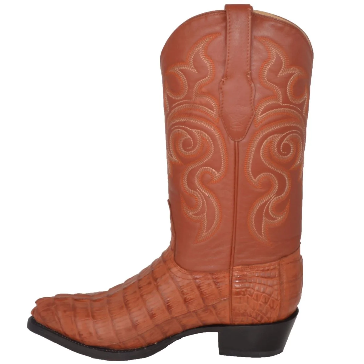 Botas de Piel de Cocodrilo Caiman Cola Horma Puntal Color Cognac - Los Altos Boots - Imagen 6