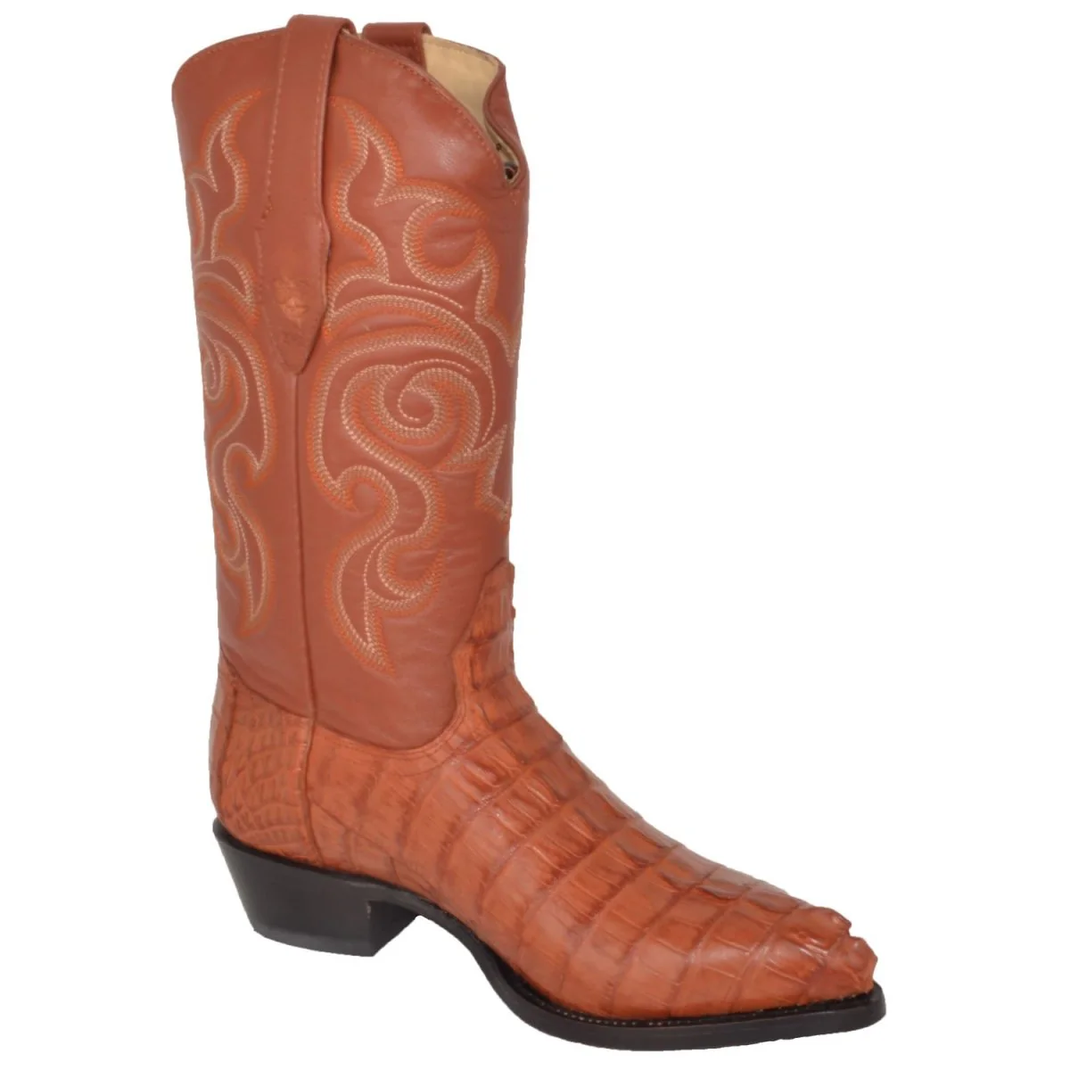 Botas de Piel de Cocodrilo Caiman Cola Horma Puntal Color Cognac - Los Altos Boots - Imagen 8