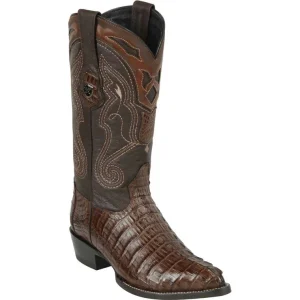 Botas de Cocodrilo Caiman Cola Original Horma Puntal Color Cafe - Wild West Boots