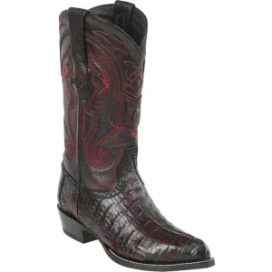 Botas de Cocodrilo Caiman Cola Original Horma Puntal Color Negro Rojizo - Wild West Boots