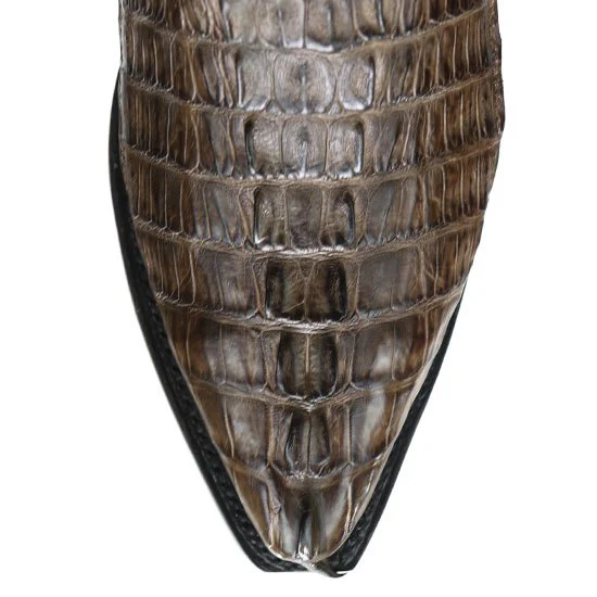 Botas de Pel de Cocodrilo Caiman Cola Punta Recortada Color Cafe - Los Altos Boots - Imagen 4