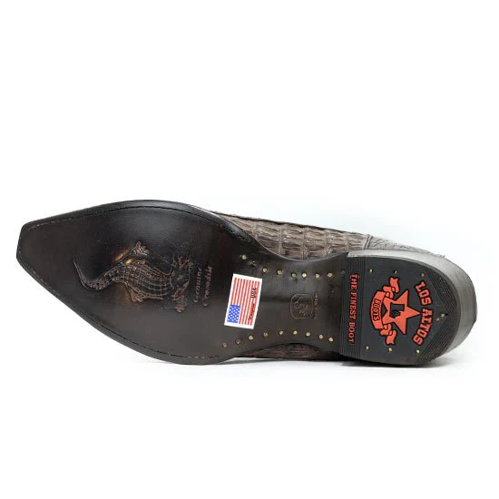 Botas de Pel de Cocodrilo Caiman Cola Punta Recortada Color Cafe - Los Altos Boots - Imagen 6