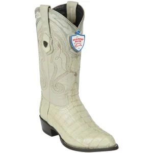 Botas de Cocodrilo Caiman Cola Original Horma Puntal Color Hueso - Wild West Boots
