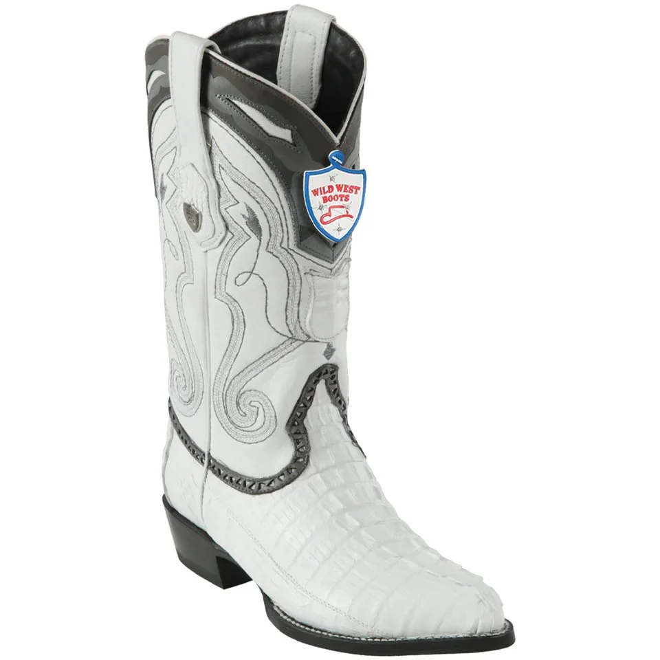 Botas de Cocodrilo Caiman Cola Original Horma Puntal Color Blanco - Wild West Boots - Imagen 2