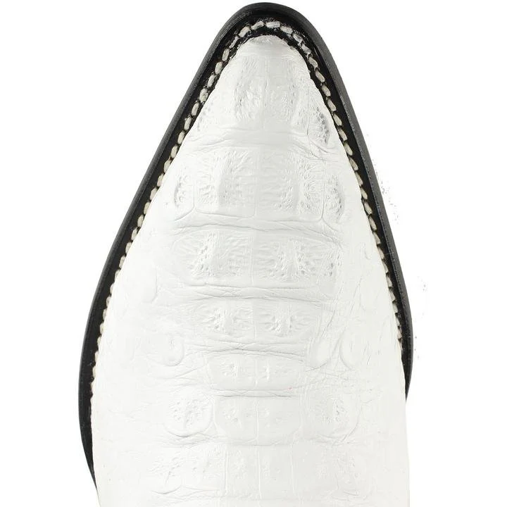 Botas de Cocodrilo Caiman Lomo Original Horma Puntal Color Blanco - Wild West Boots - Imagen 3