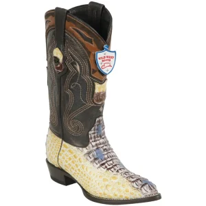 Botas de Cocodrilo Caiman Lomo Original Horma Puntal Color Natural - Wild West Boots