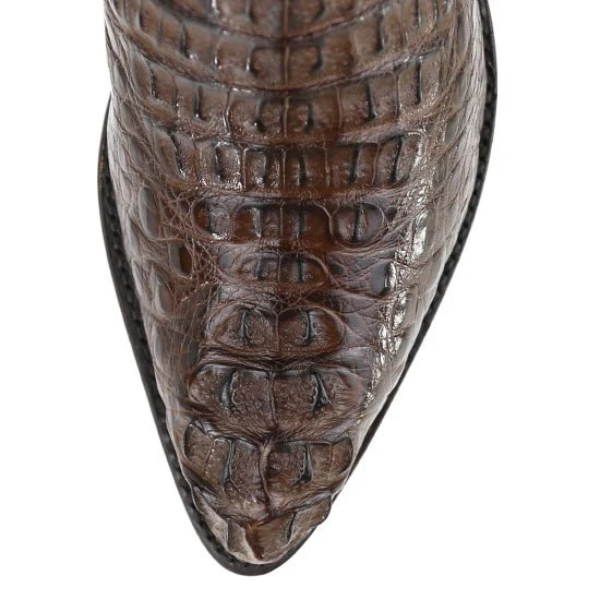 Botas de Piel de Cocodrilo Caiman Lomo Horma Puntal Color Cafe - Los Altos Boots - Imagen 5