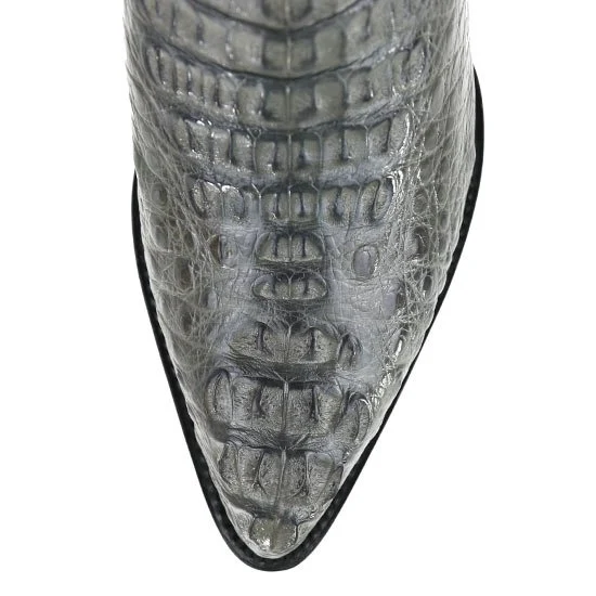 Botas de Piel de Cocodrilo Caiman Lomo Horma Puntal Color Gris- Los Altos Boots - Imagen 4