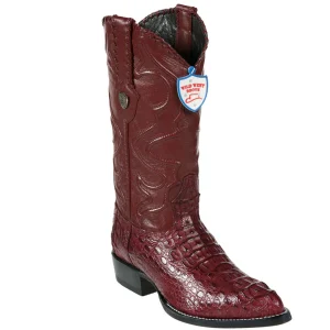 Botas de Cocodrilo Caiman Lomo Original Horma Puntal Color Vino - Wild West Boots