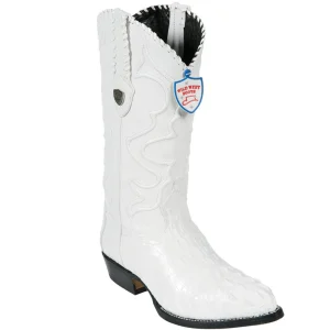 Botas de Cocodrilo Caiman Lomo Original Horma Puntal Color Blanco - Wild West Boots