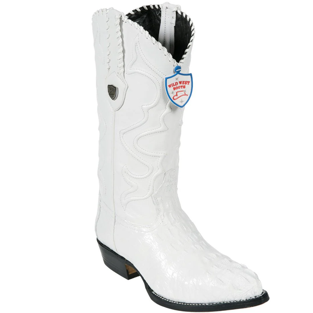 Botas de Cocodrilo Caiman Lomo Original Horma Puntal Color Blanco - Wild West Boots - Imagen 2