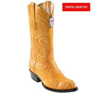 Botas de Cocodrilo Caiman Lomo Original Horma Puntal Color Mantequilla - Wild West Boots